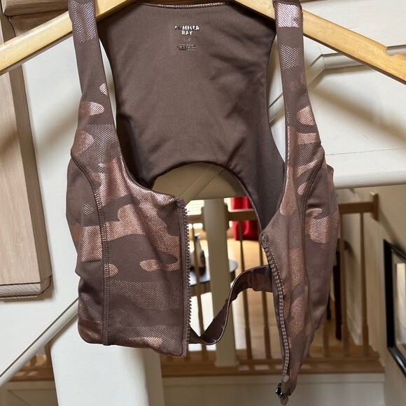 Sommer Ray Rose Gold Zip Front Active Sports Bra In Rose Gold Camo S - Picture 6 of 10